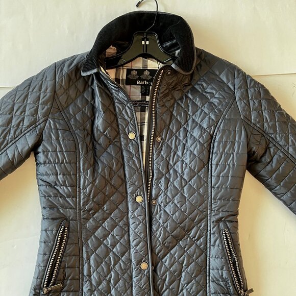 Barbour Women Tartan Fall Jacket Size 4 Navy - Picture 1 of 8